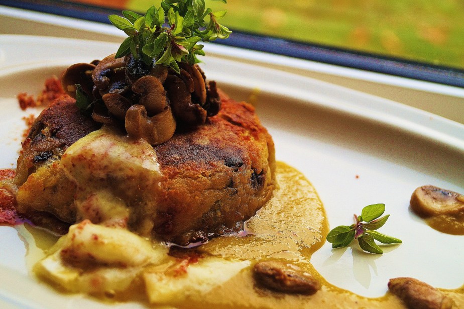 Cooleeney Cakes with green cherries coulis