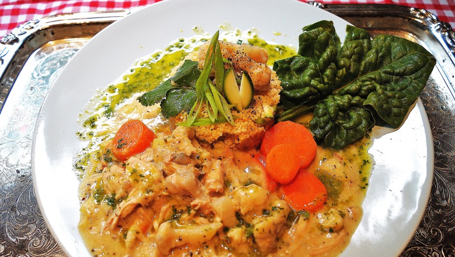 Blanquette of roast chicken